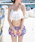 ビキニ水着レディース盛れる水着3点セット ホルターネック水着 レースフリルビキニトップス 花柄ショートパンツ セクシーバックシャン水着 背中魅せ おしゃれ みずぎ 86JINHAO-001
