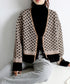 ジャガード編みニットカーディガンVネック 韓国 レディース 秋冬服 長袖 ドロップショルダー ニットトップス 体型カバー ゆったり 着やせ ニット羽織り きれいめ 86KANING-005