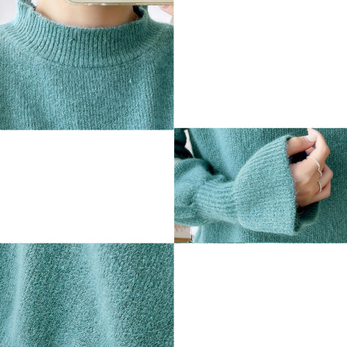 ニット ドッキングワンピース カジュアル シフォン 切り替え 韓国 ファッション ワンピース 秋冬 アンブレラスリーブ フリル袖 膝丈ワンピース プチハイネック 86KANING-010