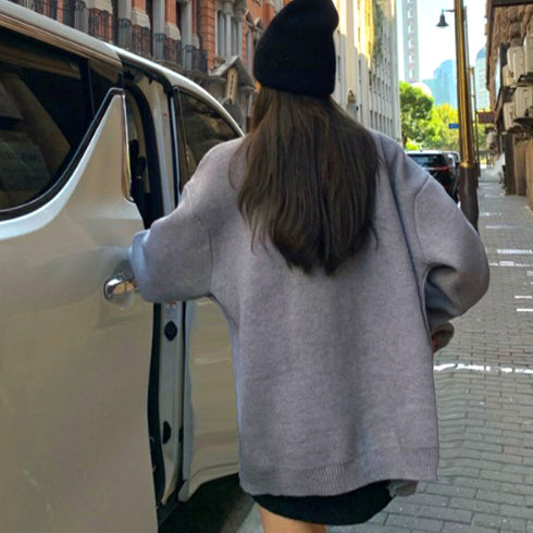 ニットカーディガン レディース 中厚手 vネック ニットアウター ドロップショルダー 韓国カジュアル 羽織り コーディガン 大人コーデ 楽ちんアウター黒 着やせ 86KANING-021