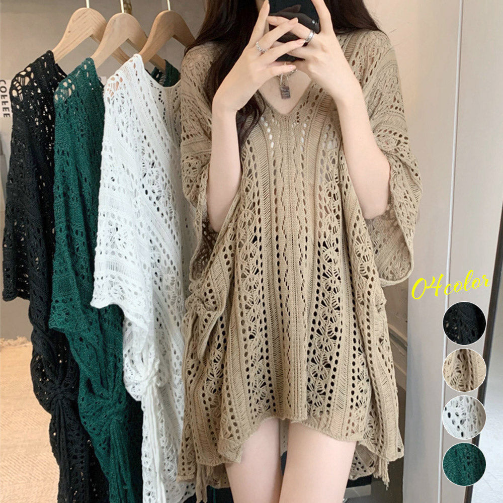 メッシュニット 透かし編み サマーニット
