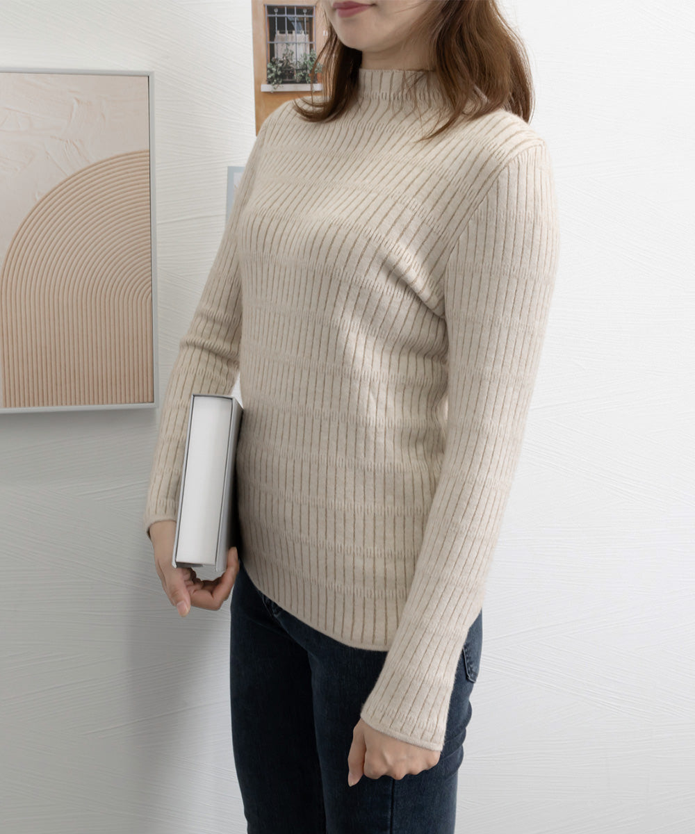 裏起毛 プチハイネックニットトップス厚手 詳細画像24