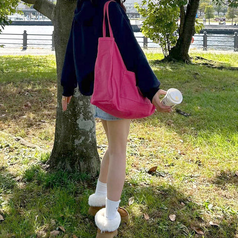 大収納 底板付き 肩掛けカバン 大収納 底板付き 肩掛けカバン レディース 学生 シンプル 無地 男女兼用 韓国 カジュアル 大きめ エコバッグ 86LIANGLI-001