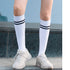 ハイソックス レディース 2本ライン ハイソックス レディース 2本ライン 靴下 綿 ボーダー ロングソックス 通学 靴下 無地 86LINGQ-001