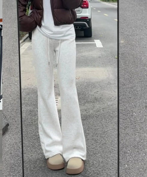 スウェットパンツ 裏起毛フレアパンツ美脚 おしゃれ あったたかパンツ ハイウエストイージーパンツ ウエストゴム 着やせ カジュアルズボン 運動スポーティパンツ厚手 86LJINS-001