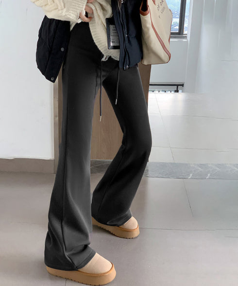 スウェットパンツ 裏起毛フレアパンツ美脚 おしゃれ あったたかパンツ ハイウエストイージーパンツ ウエストゴム 着やせ カジュアルズボン 運動スポーティパンツ厚手 86LJINS-001