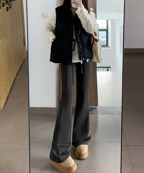 スウェットパンツ 裏起毛フレアパンツ美脚 おしゃれ あったたかパンツ ハイウエストイージーパンツ ウエストゴム 着やせ カジュアルズボン 運動スポーティパンツ厚手 86LJINS-001