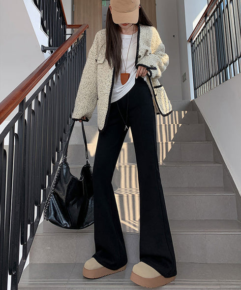 スウェットパンツ 裏起毛フレアパンツ美脚 おしゃれ あったたかパンツ ハイウエストイージーパンツ ウエストゴム 着やせ カジュアルズボン 運動スポーティパンツ厚手 86LJINS-001