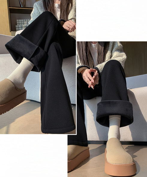 スウェットパンツ 裏起毛フレアパンツ美脚 おしゃれ あったたかパンツ ハイウエストイージーパンツ ウエストゴム 着やせ カジュアルズボン 運動スポーティパンツ厚手 86LJINS-001