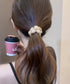 キラキラビーズ付ファーヘアゴム5本組上品 モコモコボリュームヘアアクセサリーセット 韓国風ビジューヘアゴム 大人可愛い髪飾りまとめ髪 シュシュセット秋冬ヘアアクセ 86LJIUYU-001