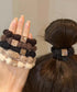キラキラビーズ付ファーヘアゴム5本組上品 モコモコボリュームヘアアクセサリーセット 韓国風ビジューヘアゴム 大人可愛い髪飾りまとめ髪 シュシュセット秋冬ヘアアクセ 86LJIUYU-001