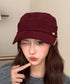 ワンポイントキャスケット スエード調帽子 レディースクラシックマリンハット ハート飾り ベレー風キャップ つば広ぼうしヴィンテージ風 小顔見え レトロ帽子あったか 86LJIYING-001