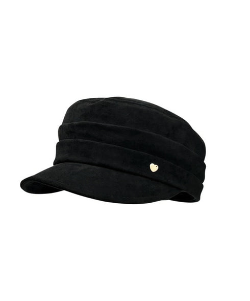ワンポイントキャスケット スエード調帽子 レディースクラシックマリンハット ハート飾り ベレー風キャップ つば広ぼうしヴィンテージ風 小顔見え レトロ帽子あったか 86LJIYING-001