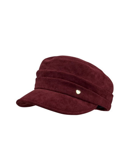 ワンポイントキャスケット スエード調帽子 レディースクラシックマリンハット ハート飾り ベレー風キャップ つば広ぼうしヴィンテージ風 小顔見え レトロ帽子あったか 86LJIYING-001