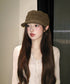 ワンポイントキャスケット スエード調帽子 レディースクラシックマリンハット ハート飾り ベレー風キャップ つば広ぼうしヴィンテージ風 小顔見え レトロ帽子あったか 86LJIYING-001