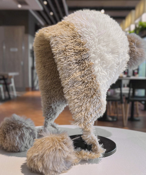 ポンポン付き もこもこニット帽子あったか レディース 柔らか帽子 耳あて付き秋冬ハット 暖かい防寒ボア帽子 小顔 ふわふわニットキャップ ボリューム可愛い 韓国風 86LMXK-001