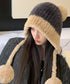 ポンポン付き もこもこニット帽子あったか レディース 柔らか帽子 耳あて付き秋冬ハット 暖かい防寒ボア帽子 小顔 ふわふわニットキャップ ボリューム可愛い 韓国風 86LMXK-001