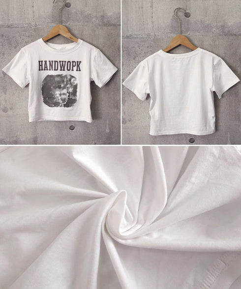 クロップド丈ロゴチビTシャツカットソー夏 英字プリントtシャツレディース半袖 へそ出しトップス韓国風 カジュアルミニタイトTシャツ細見え着やせ レトロカレッジ夏服 86LSBLI-001