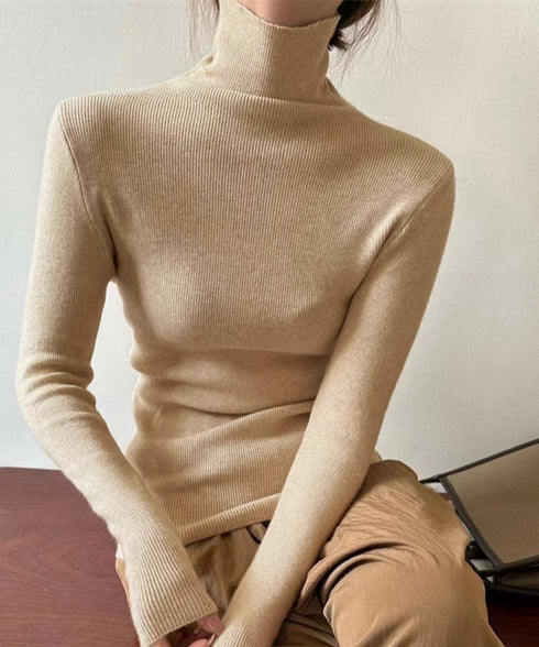 タートルネックリブニットとっくりセーター ハイネックニットレディース きれいめ 韓国風タイトニットソー着やせ 大人可愛いニット秋冬 シンプルニットインナーあったか 86LXAYT-001