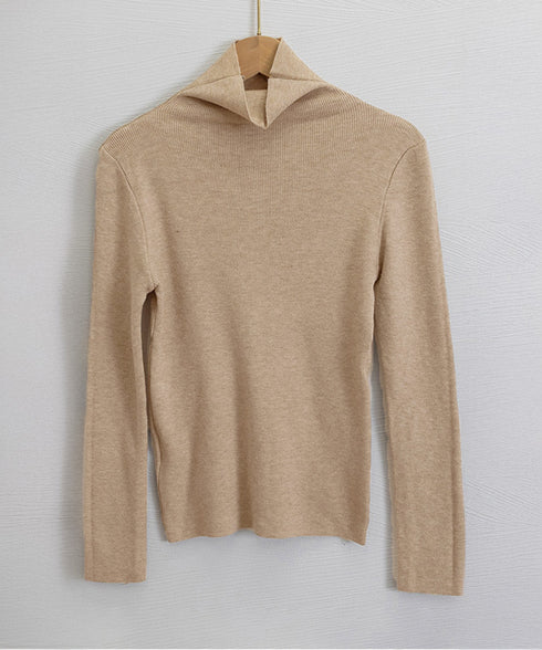 タートルネックリブニットとっくりセーター ハイネックニットレディース きれいめ 韓国風タイトニットソー着やせ 大人可愛いニット秋冬 シンプルニットインナーあったか 86LXAYT-001