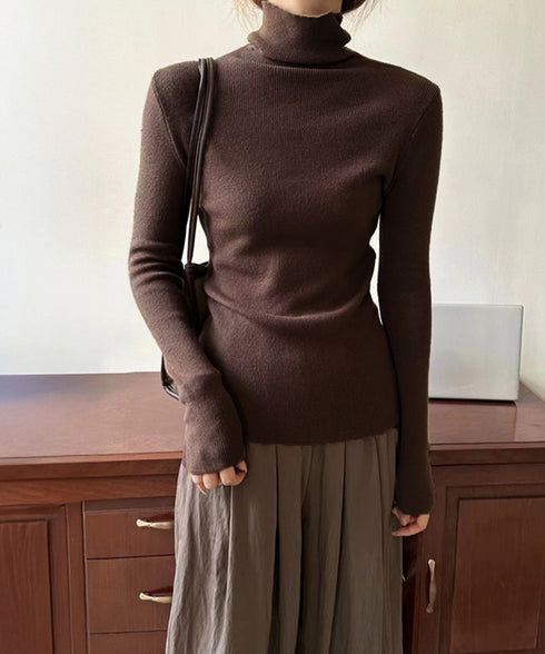 タートルネックリブニットとっくりセーター ハイネックニットレディース きれいめ 韓国風タイトニットソー着やせ 大人可愛いニット秋冬 シンプルニットインナーあったか 86LXAYT-001
