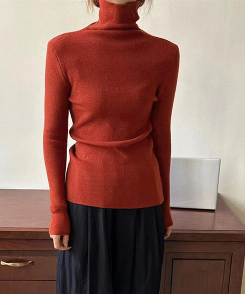 タートルネックリブニットとっくりセーター ハイネックニットレディース きれいめ 韓国風タイトニットソー着やせ 大人可愛いニット秋冬 シンプルニットインナーあったか 86LXAYT-001