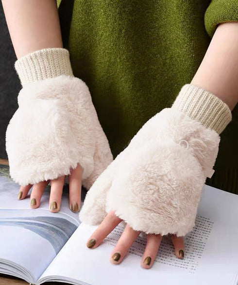 ボア手袋 裏起毛ミトングローブ あったか 紐付きファー手袋暖かい かわいいミトン手袋 スマホ対応 もこもこ 裏ボア 指出し手袋ふわふわ アウトドア冬 防寒グローブ 86LYUMU-002