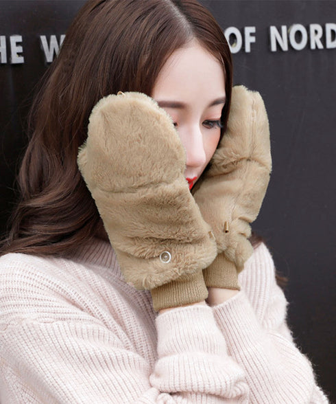 ボア手袋 裏起毛ミトングローブ あったか 紐付きファー手袋暖かい かわいいミトン手袋 スマホ対応 もこもこ 裏ボア 指出し手袋ふわふわ アウトドア冬 防寒グローブ 86LYUMU-002