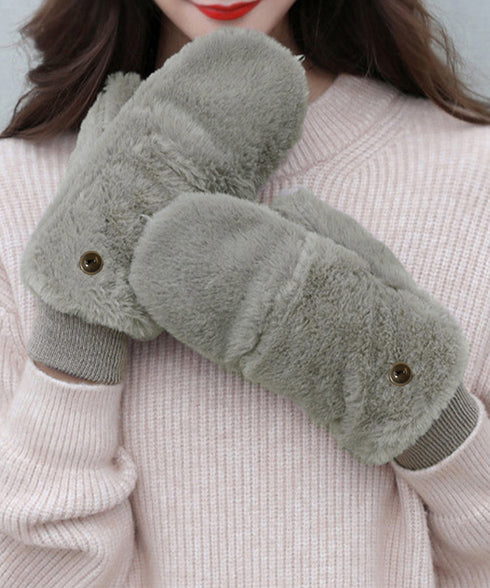 ボア手袋 裏起毛ミトングローブ あったか 紐付きファー手袋暖かい かわいいミトン手袋 スマホ対応 もこもこ 裏ボア 指出し手袋ふわふわ アウトドア冬 防寒グローブ 86LYUMU-002