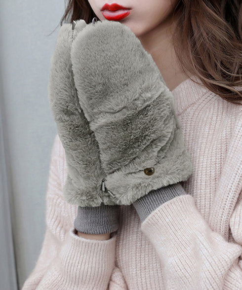 ボア手袋 裏起毛ミトングローブ あったか 紐付きファー手袋暖かい かわいいミトン手袋 スマホ対応 もこもこ 裏ボア 指出し手袋ふわふわ アウトドア冬 防寒グローブ 86LYUMU-002