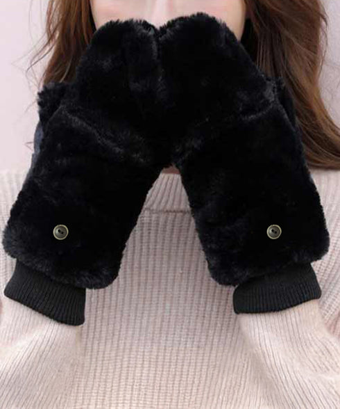 ボア手袋 裏起毛ミトングローブ あったか 紐付きファー手袋暖かい かわいいミトン手袋 スマホ対応 もこもこ 裏ボア 指出し手袋ふわふわ アウトドア冬 防寒グローブ 86LYUMU-002