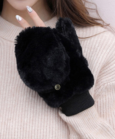 ボア手袋 裏起毛ミトングローブ あったか 紐付きファー手袋暖かい かわいいミトン手袋 スマホ対応 もこもこ 裏ボア 指出し手袋ふわふわ アウトドア冬 防寒グローブ 86LYUMU-002
