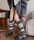 ノルディック柄レッグウォーマー暖かい靴下 大人可愛い足首ウォーマーロング 足温めるニット靴下フェアアイル柄 ふくろはぎぽかぽかハイソックス 足元あったかグッズ防寒 86LYXIAN-001