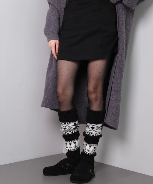 ノルディック柄レッグウォーマー暖かい靴下 大人可愛い足首ウォーマーロング 足温めるニット靴下フェアアイル柄 ふくろはぎぽかぽかハイソックス 足元あったかグッズ防寒 86LYXIAN-001