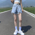 ダメージ加工デニムショートパンツ 韓国風 ホットパンツ レディース ハイウエスト ショーパン ヴィンテージ風 デニム短パン カットオフ ボトムス ミニ丈ズボン 夏 86LZFS-002