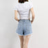 ダメージ加工デニムショートパンツ 韓国風 ホットパンツ レディース ハイウエスト ショーパン ヴィンテージ風 デニム短パン カットオフ ボトムス ミニ丈ズボン 夏 86LZFS-002