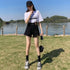 ダメージ加工デニムショートパンツ 韓国風 ホットパンツ レディース ハイウエスト ショーパン ヴィンテージ風 デニム短パン カットオフ ボトムス ミニ丈ズボン 夏 86LZFS-002
