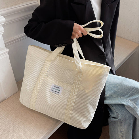 コーデュロイ トートバッグ 大容量カバン レディース カジュアル 肩掛けバッグ 大きめ 横型 マザーズバッグ 通勤通学 A4鞄 手提げバッグ 韓国ファッション秋冬 86MAIJIA-001