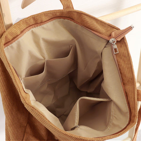 コーデュロイ トートバッグ 大容量カバン レディース カジュアル 肩掛けバッグ 大きめ 横型 マザーズバッグ 通勤通学 A4鞄 手提げバッグ 韓国ファッション秋冬 86MAIJIA-001