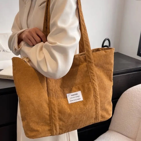 コーデュロイ トートバッグ 大容量カバン レディース カジュアル 肩掛けバッグ 大きめ 横型 マザーズバッグ 通勤通学 A4鞄 手提げバッグ 韓国ファッション秋冬 86MAIJIA-001