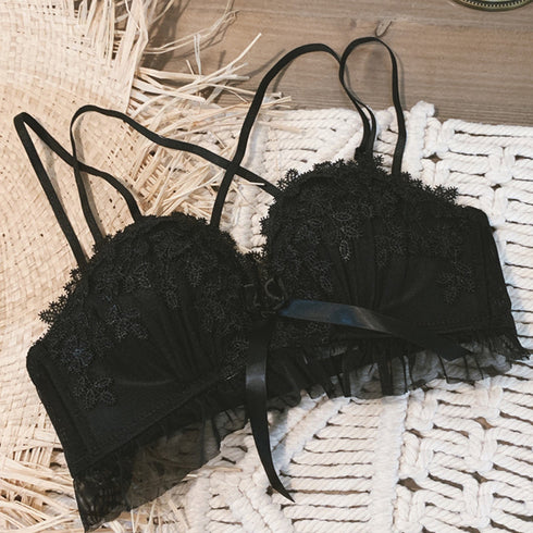 レース チュール ブラジャー ショーツ レース チュール ブラジャー ショーツ セット ノンワイヤー パッド付き 下着 上下セット 86MEIZIQI-003