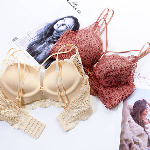 セクシーランジェリー レース ブラセット クロスデザイン ブラジャー ショーツ 上下セット ノンワイヤー 小胸ブラ 韓国 美胸 谷間アップ 下着セット 大人可愛い 86MEIZIQI-007