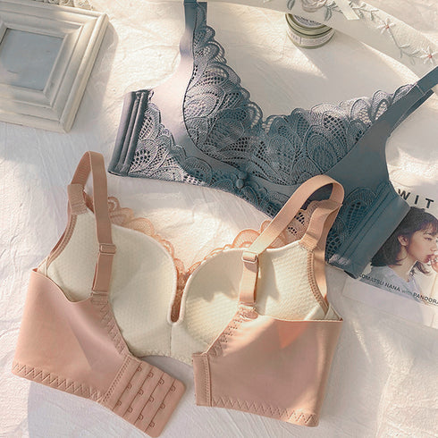 セクシーランジェリーセット ノンワイヤー ブラジャーショーツセット バスト盛れる レースブラショーツセット 小胸超盛り ワイヤレスブラ 脇高 脇スッキリ 女性下着 86MEIZIQI-015
