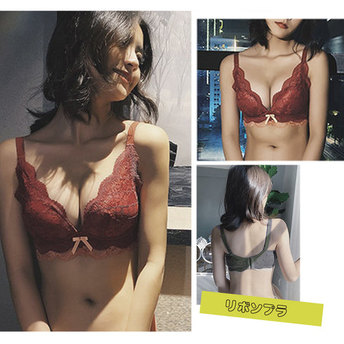 総レース ブラジャー ノンワイヤー 単品 セクシー ランジェリー 盛れる ワイヤレス ブラジャー セクシー胸元 ブラ 美胸 谷間 インナー 脇高 86MEIZIQI-028