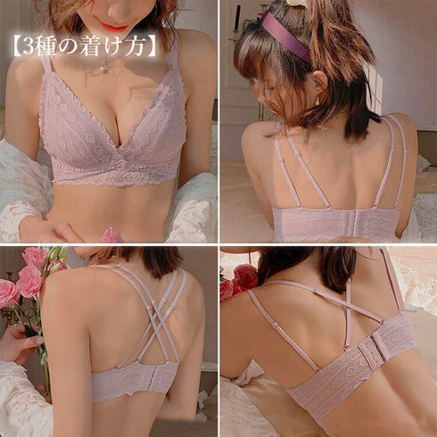 ブラジャー ショーツセット ノンワイヤー セクシー ランジェリーセット バスト盛れるレース ブラショーツセット 美胸インナー 大人可愛い 勝負下着 セットアップ 86MEIZIQI-030