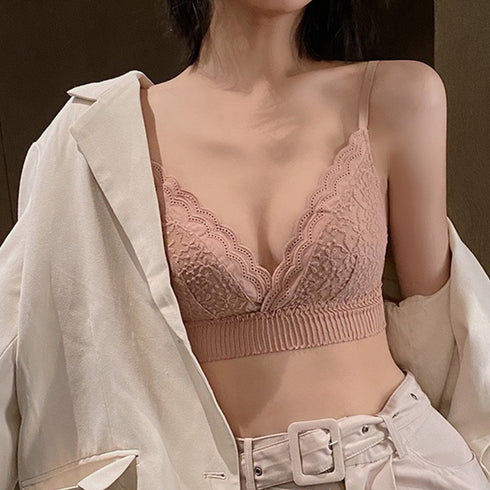 ノンワイヤー ブラジャー ショーツセット セクシーランジェリー セットアップ レース 可愛い ブラショーツ 上下セット 谷間 セクシー胸元 脇高 ブラ 美胸 四季 86MEIZIQI-031