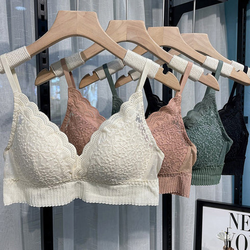 ノンワイヤー ブラジャー ショーツセット セクシーランジェリー セットアップ レース 可愛い ブラショーツ 上下セット 谷間 セクシー胸元 脇高 ブラ 美胸 四季 86MEIZIQI-031