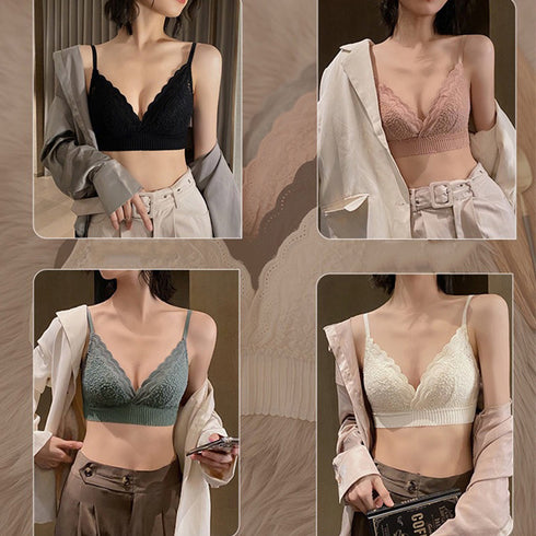 ノンワイヤー ブラジャー ショーツセット セクシーランジェリー セットアップ レース 可愛い ブラショーツ 上下セット 谷間 セクシー胸元 脇高 ブラ 美胸 四季 86MEIZIQI-031