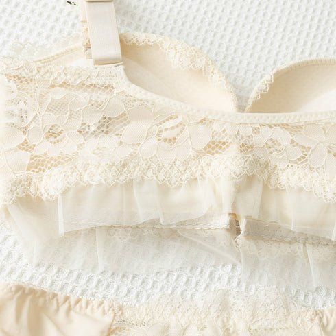 フロントホック下着セット レディースブラ 花柄刺しゅうレースランジェリーセット 肩リボン 胸元セクシー ブラジャー ショーツフェミニン 大人美胸 盛りブラ フリル 86MEIZIQI-035