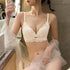 ブラジャー ショーツセット 花柄刺しゅう セクシーランジェリーセット ノンワイヤー ブラセット 小胸盛れる 韓国 可愛い レースワイヤレスブラ 美胸 脇スッキリ 86MEIZIQI-042